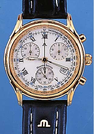 MAURICE LACROIX ARMBANDCHRONOGRAPH, REF.-NR.04663/19777, SCHWEIZ UM 1995, METALL HART VERG., EDELST.-BODEN GESCHR., HIGH-TECH- QUARTZWERK ...