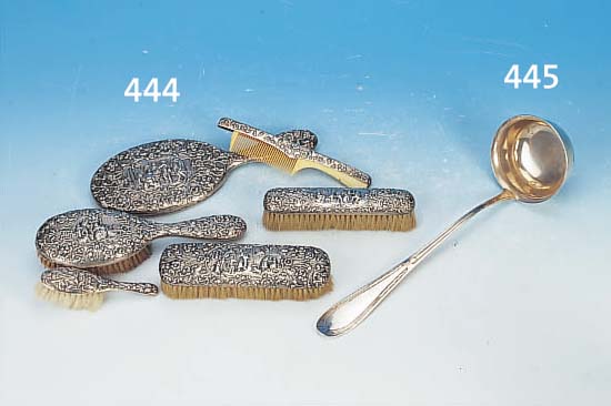 SCHöPFKELLE, JUGENDSTIL, DEUTSCH, UM 1900, SILBER, L. 34 CM, GEBRAUCHSSPUREN