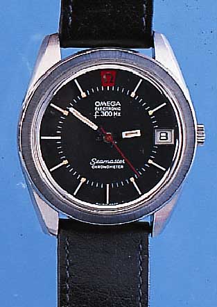 OMEGA HERRENARMBANDUHR SEAMASTER CHRONOMETER, REF.-NR. 198/001, SCHWEIZ UM 1969, EDELST.,BODEN GESCHR., SCHW. KONTRASTZIFFERBL., ELEK- TROMECH. ...