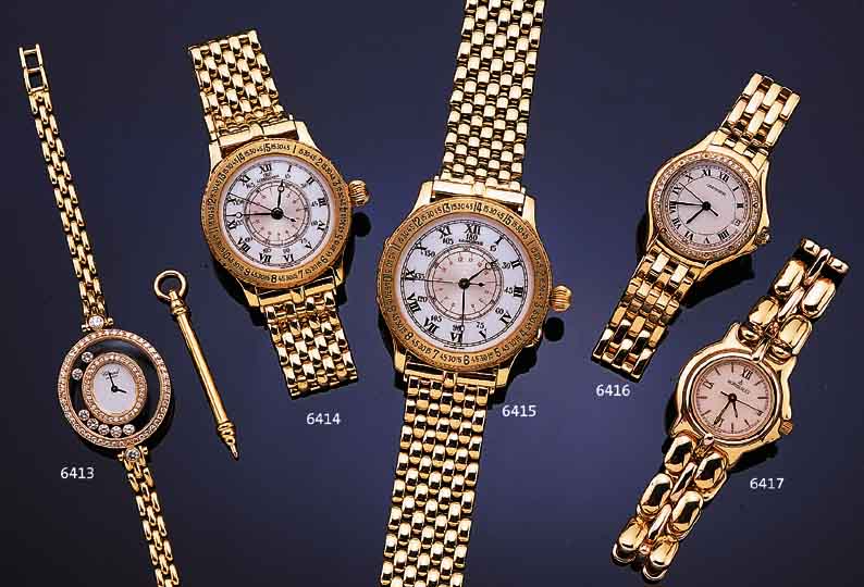CARTIER DAMENGOLDBANDUHR, REF.-NR. 002489, SCHWEIZ UM 1994, GG 750/000-MASSIVGEH. INCL. MASSIV GG-GLIEDERBAND M. DOPPELTER UNSICHTB. FALTSCHL., ...