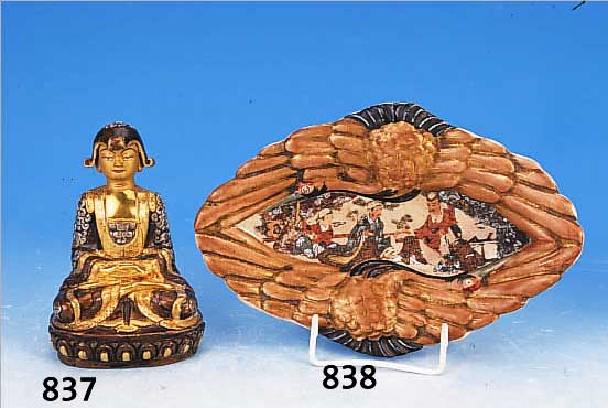 BUDDHASKULPTUR, MONGOLEI, UM 1920/30, BRONZE, Z.T. VERGOLDET, H. 12 CM, RüCKSEITIG BEZEICHNET