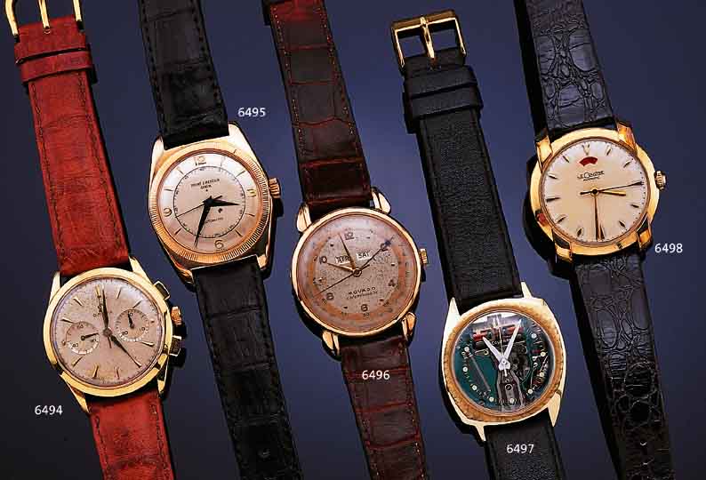 MOVADO HERRENARMBANDUHR CALENDOMATIC, REF.- NR. R6230, SCHWEIZ UM 1949, ROSE-G. 750/000, BODEN U. GLASR. GEDR., BET. BANDANST., ORIG.- BLATT ...