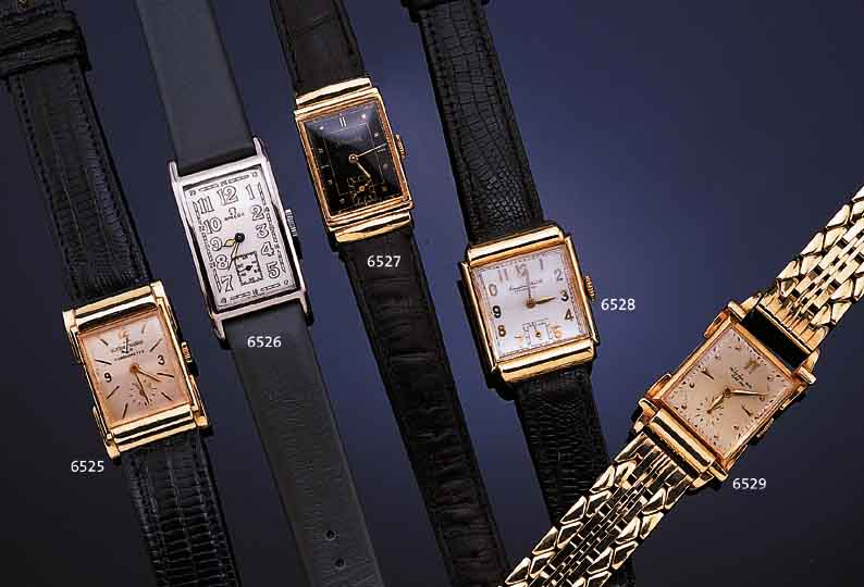 ULYSSE NARDIN HERRENARMBANDUHR, REF.-NR. A47898, SCHWEIZ/USA UM 1947, GG 585/000-GEH., AUFWEND. RECT.-FORM M. TEILVERD. BANDANST., BODEN GEDR., ...