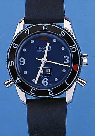 STROKES HERRENARMBANDUHR MIT MANUELLER 2- STELLIGER ZäHLEREINSTELLUNG, DURCH DRüCKER AUßEN 4 U. 8, METALL HART VERCHR., BODEN GEDR., ...