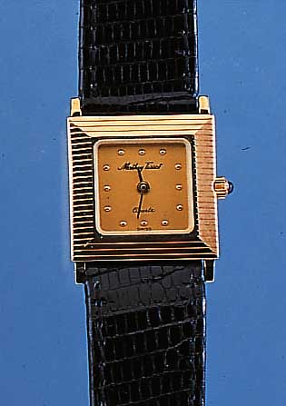 MATHEW TISSOT DAMENARMBANDUHR QUARTZ, REF.- NR. 1001, SCHWEIZ/USA UM 1986, GG 585/000, BODEN 4-FACH GESCHR., SCHMUCKKRONE, MINERAL- FLACHGL., ...