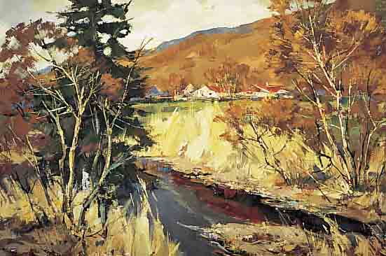TRäTZL, ROBERT, GEB. 1913, MüNCHNER SCHULE, ISARTAL, ÖL/LWD, LI. U. SIGN., CA. 90 X 100 CMR., MIT ZERTIFIKAT DES KüNSTLERS