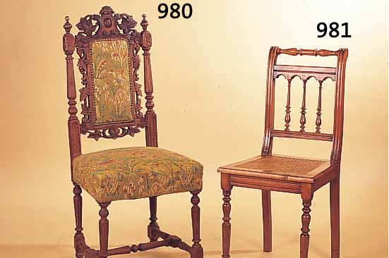 VIER STüHLE, GRüNDERZEIT, UM 1890, NUßBAUM GEDRECHSELT, SITZFLäCHE GEFLOCHTEN, H./SH.: 133/49 CM, LEICHTE ALTERSSPUREN
