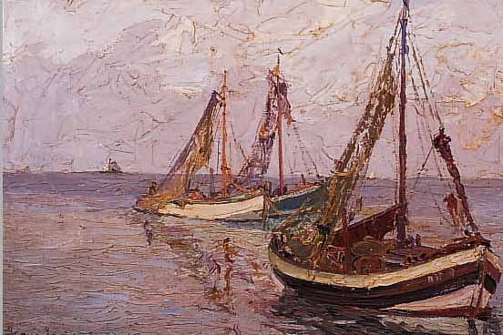 HENTSCHKE, HANS, BREMERHAVEN, 1889 - 1969, SEGELSCHIFFE AUF HOHER SEE, ÖL/HARTFASER, L. U. SIGN., MAßE 41 X 56 CM, R.