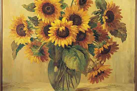 FIEBIGER, ALBRECHT,* 1869 DRESDEN, , DIESSENA. AMMERSEE, LIT. VOLLMER, HIER: SONNENBLUMEN IN VASE, ÖL/LWD., R. U. SIGN., CA. 50X 60CM, R. DIESER ...