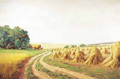 LAURANG O. ä., KüNSTLER UM 1950, HIER: SOM- MERLICHE LANDSCHAFT MIT HEUGARBEN U. PFERDE- FUHRWERK, ÖL/LWD., SIGN., 70 X 100 CM, R. (DIESER ...