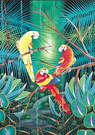 MATHIEU, FRANTZ, *1967 PENTIONVILLE/HAITI, MALTE ANFANGS DIE WILDEN TIERE DES DSCHUNGELS,WANDTE SICH DANN ABER DER DARSTELLUNG DER VO- GELWELT ZU, ...