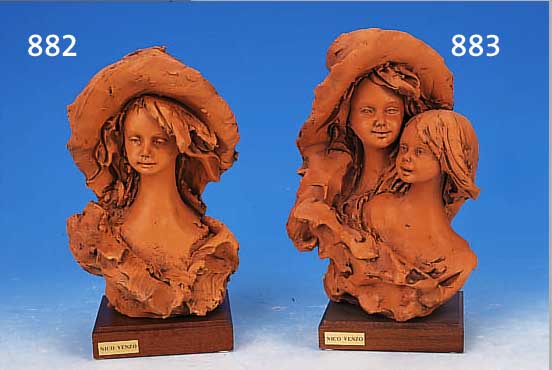 VENZO, NICO, ZEITGEN. ITALIENISCHER BILDHAUER, PAAR, TERRAKOTTA, H. CA. 20 CM