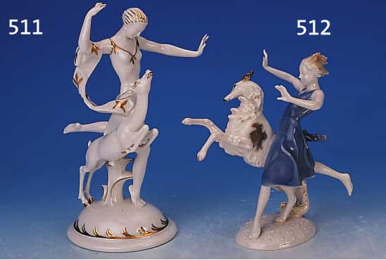 SKULPTUR, HUTSCHENREUTHER, 2. HäLFTE 20. JH., PORZELLAN, ENTWURF TUT- TER, H. 21 CM, BEMALT