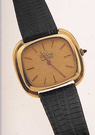LEVRETTE ARMBANDUHR AUTOMATIK, REF.-NR. 244802, SCHWEIZ UM 1970, SCHMUCKKRONE, MINE- RALGL., MATT. BLATT, BODEN GEDR., 21 ST., ETA ...