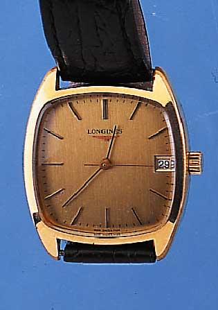 LONGINES HERRENARMBANDUHR, REF.-NR. 866/1148, SCHWEIZ UM 1985, METALL HART VERG., BODEN GEDR., LEDERB. M. DOPPELTER EDELST.- FALTSCHL. ...