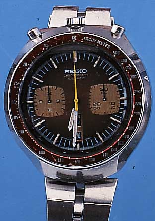 SEIKO ARMBANDCHRONOGRAPH AUTOMATIK, REF.- NR. 643793, JAPAN UM 1970, EDELST. MASSIV, EDELST.-BAND, BODEN GESCHR., TAG U. DATUM, 30-MIN.- U. ...