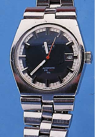 TISSOT HERRENARMBANDUHR AUTOMATIK, SCHWEIZ UM 1965, EDELST., EDELST.-ORIG.-BAND, AUFW. BLATT (STD.-ZEICHEN IN 2. EBENE), SERIE PR516/GL, 21 ST., ...