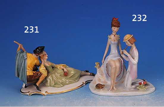 SKULPTUR, ROSENTHAL, ENTW. PEYNET, 1958-62, PORZELLAN, 21 X 18 X 10 CM, 2. WAHL
