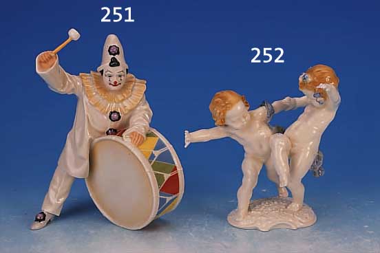 PORZELLANSKULPTUR, HUTSCHENREUTHER, 2. HäLFTE 20. JH., CLOWN, BEMALT, H. 20 CM, LIM. AUFLAGE 5000 STüCK