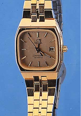 OMEGA DAMENARMBANDUHR SEMASTER QUARTZ, SCHWEIZ UM 1986, METALL HART VERG. INCL. EDEL-ST.-BAND, MINERALFLACHGL., EDELST.-BODEN GEDR., BEI ...
