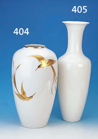 GROßE VASE, HEINRICH, BEMALT BAUMGäRTEL, 2. HäLFTE 20. JH., PORZELLAN, H. 55 CM, HANDBEMALT