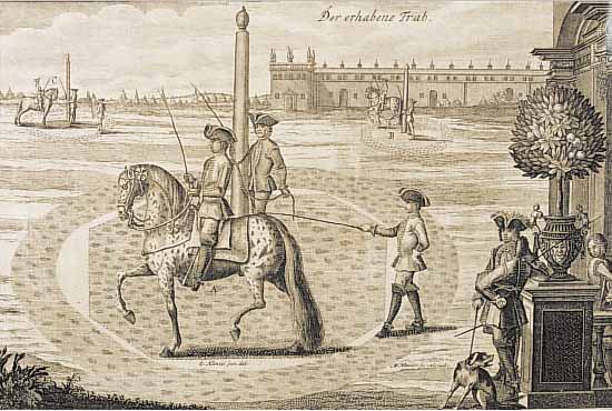 KONVOLUT VON 9 BLATT, MIT KUPFERSTICHEN AUS GEORG ENGELHARD VON LöHEISEN, HOF-KRIEGS- UND REITSCHUL, NüRNBERG 1729, MIT PFERDEDAR- STELLUNGEN ...