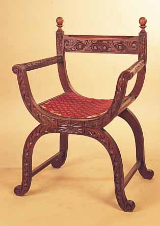 LUTHERSESSEL, DEUTSCH, UM 1890/1900, EICHE MIT REICHEN FLACHSCHNITZEREIEN, POLSTE- RUNG UND BEZUG ERNEUERT, H CA. 90 CM, SH. CA. 45 CM