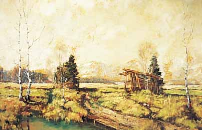 REISER, MüNCHNER MALER, 1. HäLFTE 20. JH., VORALPENLANDSCHAFT, ÖL/HARTFASER (FARBSCHä- DEN), SIGN. U. ORTSBEZ. MüNCHEN, 60 X 80 CM, R.