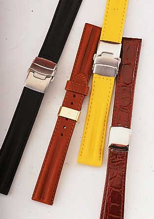 KONVOLUT: 8 ARMBäNDER FüR HERRENARMBANDUHREN MIT FALTSCHLIEßEN, STAHL, 6 X LEDER, 1 X KUNSSTOFF, FüR STEGBREITEN: 1 X 16, 2 X 18, 5 X 20, ...