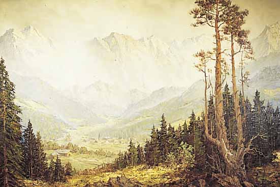 WEGENER, ADOLF, *1891 BERLIN, DEUTSCHER LANDSCHAFTSMALER, ALPENLANDSCHAFT IM SOMMER, ÖL/LWD. (REST.), SIGN., 80 X 100 CM, R.