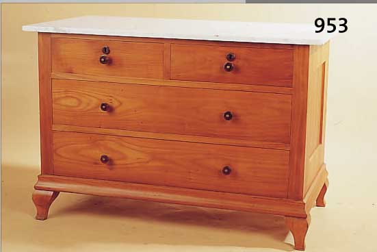 KOMMODE, DEUTSCH, UM 1900, NUßBAUMFURNIER, MARMORPLATTE, L. ALTERSSPUREN,80 X 105 X 55 CM