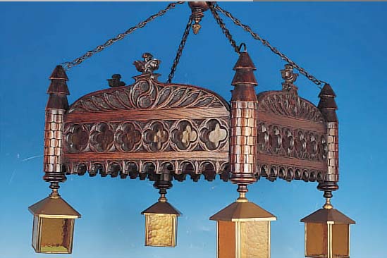 DECKENLAMPE, FRANKREICH, UM 1880/90, EICHE MASSIV