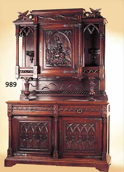 AUFSATZBUFFET, FRANKREICH, UM 1880, EICHE MASSIV, 231 X 154 X 69 CM