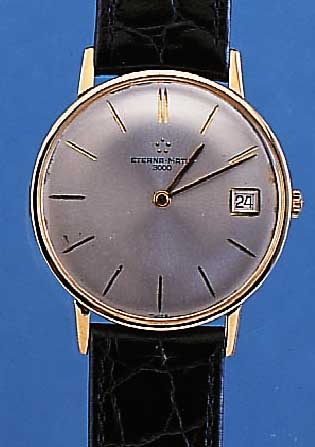 ETERNA MATIC HERRENARMBANDUHR , REF.-NR. 3000744, SCHWEIZ UM 1972, GG 750/000, FLACHE GESAMTAUSF., BODEN U. GLASR. GEDR., VERS. BLATT ZUM ...