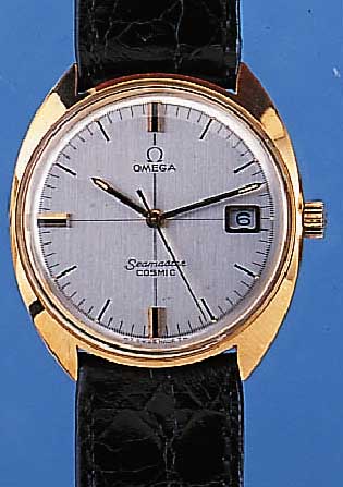 OMEGA HERRENARMBANDUHR SEAMASTER COSMIC, REF.-NR. 136017SP, SCHWEIZ UM 1972, METALL M. 40 MICRON GG-AUFL., EINSCHALENAUSF., GET. A-WELLE, ...