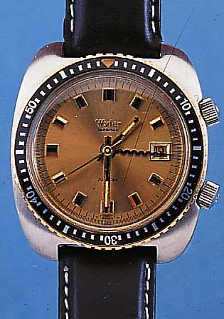 WYLER ARMBANDWECKER LIFEGUARD, SCHWEIZ UM 1968, EDELST., EINSCHALENAUSF., TEILW. POL., VERG. LüNETTE BEIDS. DREHB., SELTENE GESAMT- KONZEPTION, ...