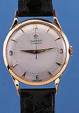 OMEGA HERRENARMBANDUHR AUTOMATIK, REF.-NR. 11212675, SCHWEIZ/FRANKREICH UM 1952, RG 750/ 000, BODEN GEDR., BLATT REST., SOGEN. HAMMER- AUTOMATIK, ...