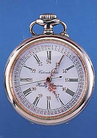HENRY MARTENS HERRENTASCHENUHR COLOMBOPHILE 45, FRANKREICH UM 1910, ARGENTAN-GEH., AUßENGLATT, PERF. SELTENES EMAILBL. M. ROT AUSGE- SCHRIEBENER ...