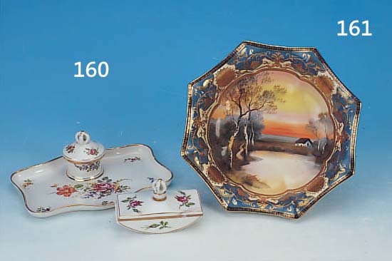 SCHALE, JAPAN, NORITAKE, PORZELLAN, 7 X 23.5 X 24 CM, GOLDSTAFFAGE, BEMALT