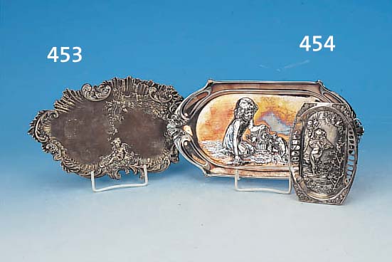 SCHALE, FRANKREICH, UM 1900, SILBER, 25 X 15 CM, ROKOKOSTIL MIT ENGELDARSTELLUNG, L. ALTERSSPUREN, DEKORATIV