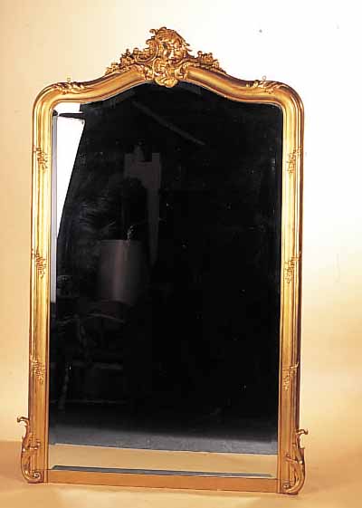 GROßER SPIEGEL, FRANKREICH, UM 1870/80, STUCK AUF HOLZRAHMEN, FACETTIERTES SPIEGELGLASRESTAURIERT, RüCKWAND NEU, 175 X 104 CM