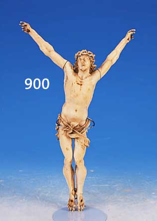 CHRISTUSFIGUR, FRANKREICH, UM 1770/80, ELFENBEINKORPUS, FEIN GESCHNITZT, DETAILGE- TREUE DARSTELLUNG DER ANGESPANNTEN KöRPER- HALTUNG, ...