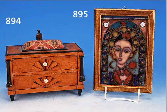 HEILIGENBILD, UM 1950, MEISTERMARKE LH (LI- GIERT), KUPFERPLATTE, BUNTE CLOISSONé-TECHNIK,SAMMELW., 15,5 X 10 CM, R.