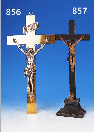 KRUZIFIX, FRANKREICH, UM 1900, BRONZE, VER- SILBERTER CHRISTUSKORPUS, GESAMTH. CA. 48 CM, MIN. ALTERSSP.