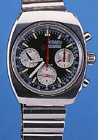 ROAMER ARMBANDCHRONOGRAPH, REF.-NR. 314726, SCHWEIZ UM 1968, EDELST.-STüLPGEH., EDELST.- ORIG.-BAND, MODELLSERIE STINGRAY, 30-MIN.- U. ...