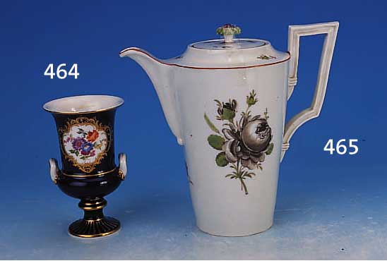 KAFFEEKANNE, MEISSEN, UM 1890, PORZELLAN, H. 20 CM, GRAUE ROSE