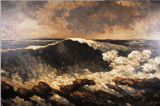 UMKREIS GUSTAVE COURBET, (1819-1877), BRANDUNGSWELLE, ÖL/LWD, UNSIGNIERT, CA. 70 X 100 CM