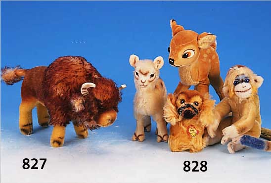 KONV. VON 13 STEIFFTIEREN, MEIST 50/60ER J.,ARCO, SCHäFERHUND (O. HALSBAND), L. CA. 32CM; DACKEL HEXIE, L. 37 CM (KOPF IM OHR); REHKITZ,BAMBIE, H. ...