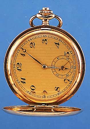 HERRENTASCHENUHR SAVONETTE, REF.-NR. 239067/40, SCHWEIZ UM 1924, GG 585/000, FüR DEN DTSCH. MARKT, BEIDE SCHALEN SYM. GUILL., MONO-GRAMSPIEGEL ...