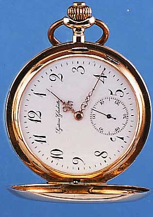 SYSTEM GLASHÜTTE HERRENTASCHENUHR SAVONETTE, REF.-NR. 179146, SCHWEIZ UM 1908, ROSE-G. 585/000, PERF. EMAILBL. SIGN., ZEIGERSTELL- SCHIEBER ...
